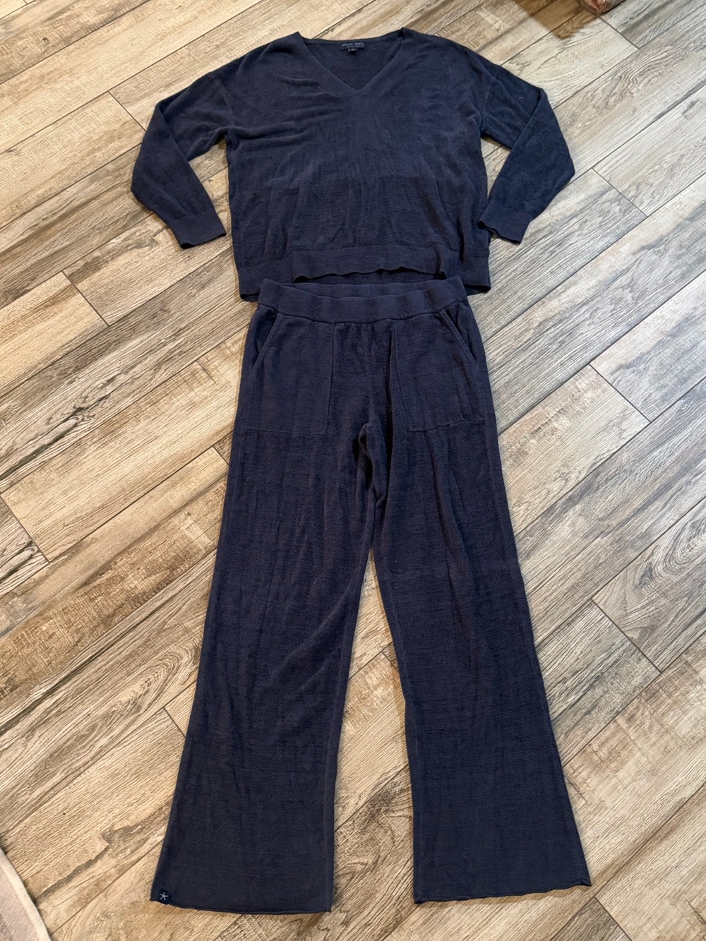 Barefoot Dreams Navy Wide-Leg Knit Pants